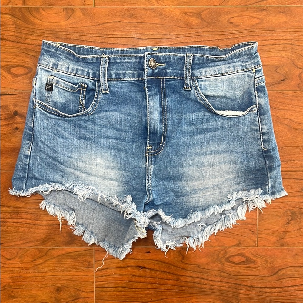 KanCan High Waist Denim Frayed Hem Women  Jean Shorts